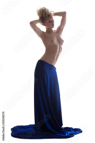 Photo: Sensual topless woman posing in long skirt Sensual topless woman posing in long skirt