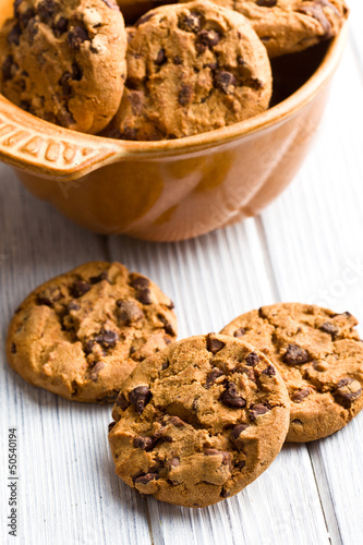 Photo: chocolate cookies on kitchen table chocolate cookies on kitchen table