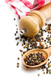 pepper and wooden pepper mill