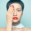Lady with bright nail polish