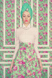Elegant lady on floral background
