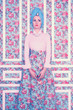 Elegant lady on floral background
