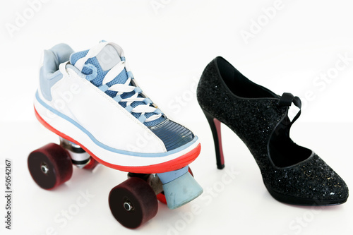 Photo: Rollschuh und High Heel Rollschuh und High Heel