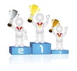 3D winner people - with badge - medal: gold, silver, bronze