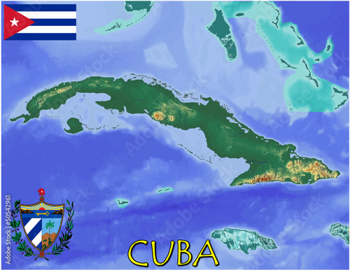 Vector: Cuba America Caribbean national emblem map symbol motto Cuba America Caribbean national emblem map symbol motto