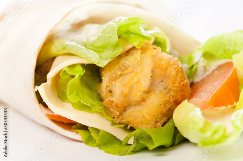 Photo: tortilla with chicken and vegetables tortilla with chicken and vegetables