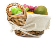 Fruits in the basket on a white background