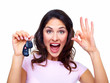 Woman with a car keys.