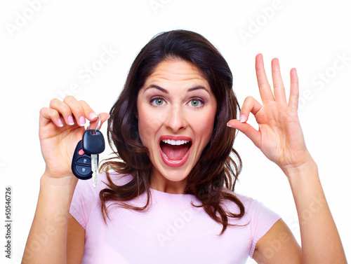 Photo: Woman with a car keys. Woman with a car keys.