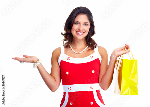 Photo: Beautiful woman with a shopping bags. Beautiful woman with a shopping bags.