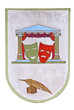 Escudo con máscaras de teatro del concepto, aislar