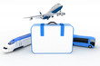 Illustration: traffic resources with suitcase, 3d render illustration traffic resources with suitcase, 3d render illustration