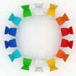 group of chairs costs round on white background
