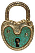 Photo: Antique green steel padlock isolated on white Antique green steel padlock isolated on white