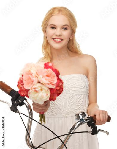 Photo: country girl with bicycle and flowers country girl with bicycle and flowers