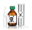 Deadly poison in bottles isolated on white