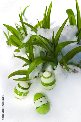 Photo: Easter eggs in snow Easter eggs in snow