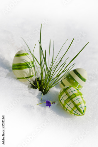 Photo: Easter eggs in snow Easter eggs in snow
