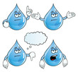 Collection of bored water drops with various gestures.