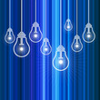 row of light bulbs with glowing