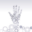 meshing gear with hand