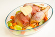 Organic raw guinea fowl prepared to be baked