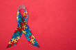 Ribbon for autism and aspergers awareness with copy space