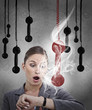 Businesswoman realising the late time