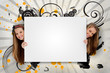 Pretty girls holding blank advertisement space