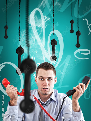 Photo: Overworked businessman Overworked businessman