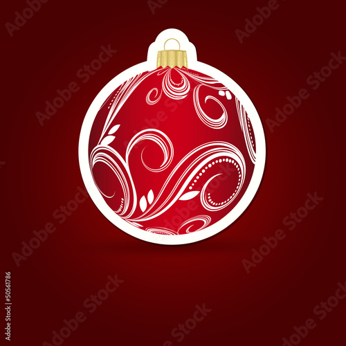 Vector: Christmas background. Sticker ball. Christmas background. Sticker ball.