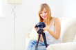 Teenage girl with digital camera