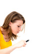 Photo: woman with magnifying glass woman with magnifying glass
