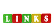 links - isolated text in wooden building blocks