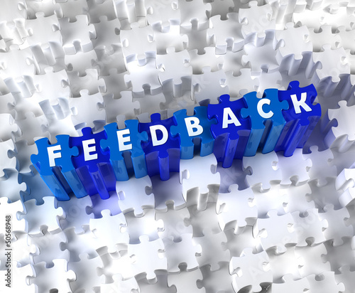 Illustration: Creative 3D pieces of puzzle and word FEEDBACK Creative 3D pieces of puzzle and word FEEDBACK