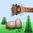 Ostrich with eggs