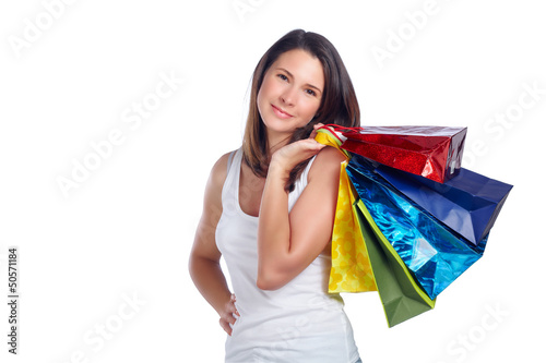 Photo: Beautiful young woman with shopping bags Beautiful young woman with shopping bags