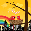 Vektor: Birds in love in the morning Birds in love in the morning