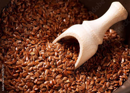 Photo: Flax seeds, Linseed, Lin seeds close-up Flax seeds, Linseed, Lin seeds close-up
