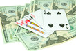 Photo: cards and dollars isolated on white background cards and dollars isolated on white background