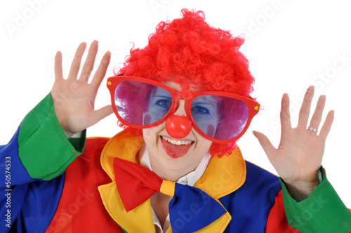Photo: Junge Frau als Clown verkleidet Junge Frau als Clown verkleidet