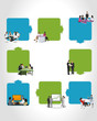 Template with business people on work process