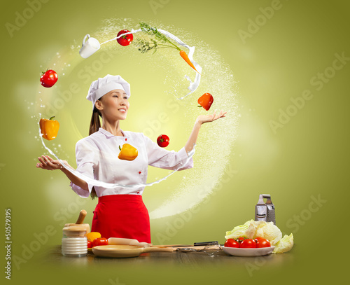 Photo: juggler female cook juggler female cook