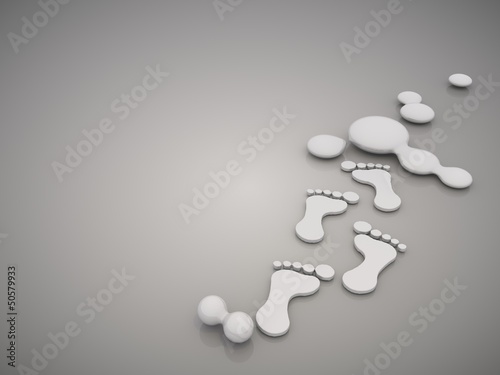 Illustration: Footprint symbol in a stylish grey background Footprint symbol in a stylish grey background
