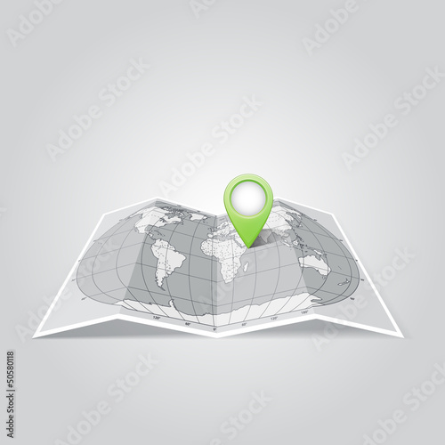 Vector: World map with Map Pins Pointer Icons. World map with Map Pins Pointer Icons.