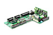 circuit board with electronic components macro background 