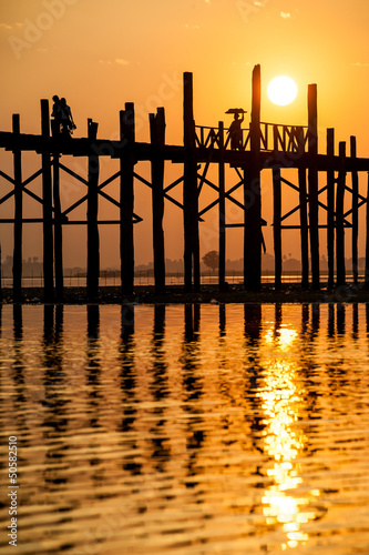 Photo: Sunset at the U Bein Bridge near Mandalay, Myanmar Sunset at the U Bein Bridge near Mandalay, Myanmar