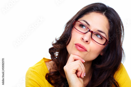 Photo: Beautiful young woman wearing glasses. Beautiful young woman wearing glasses.