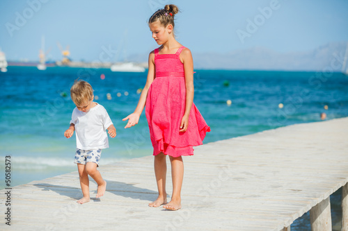 Photo: Kids walking on jetty Kids walking on jetty