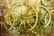 antik texturiertes Bild von alten Wagenrädern